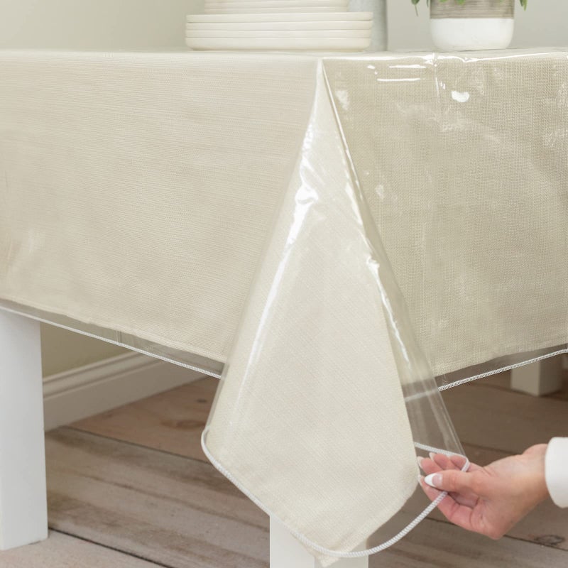 Benson Mills Heavy Duty Crystal Clear Plastic 100% Waterproof Tablecloth Protector, Vinyl PVC Table Cloth, Oil Spill Proof Wipe Clean Table Cover Tables (70" x 90" Extra Wide Rectangular/Oblong) - Image 1